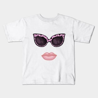 Pink glasses and lips Kids T-Shirt